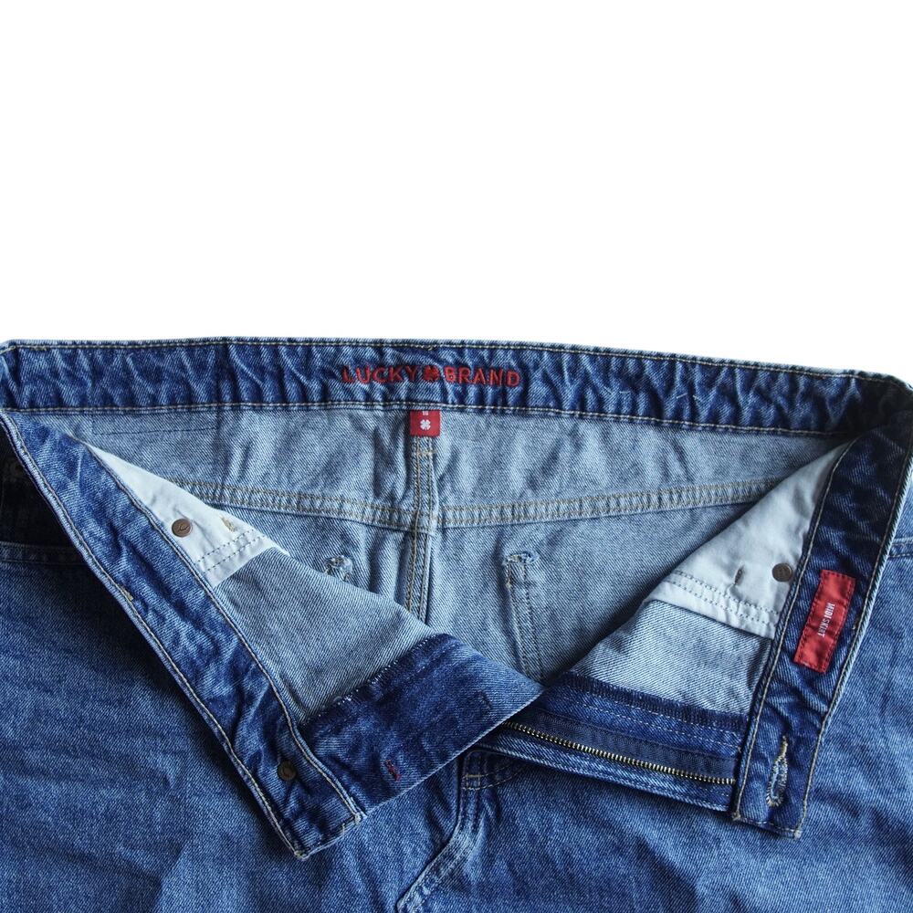 Lucky Brand Denim Midi Skirt Sz 16 Front Slit Raw Hem Like New - Picture 6 of 11